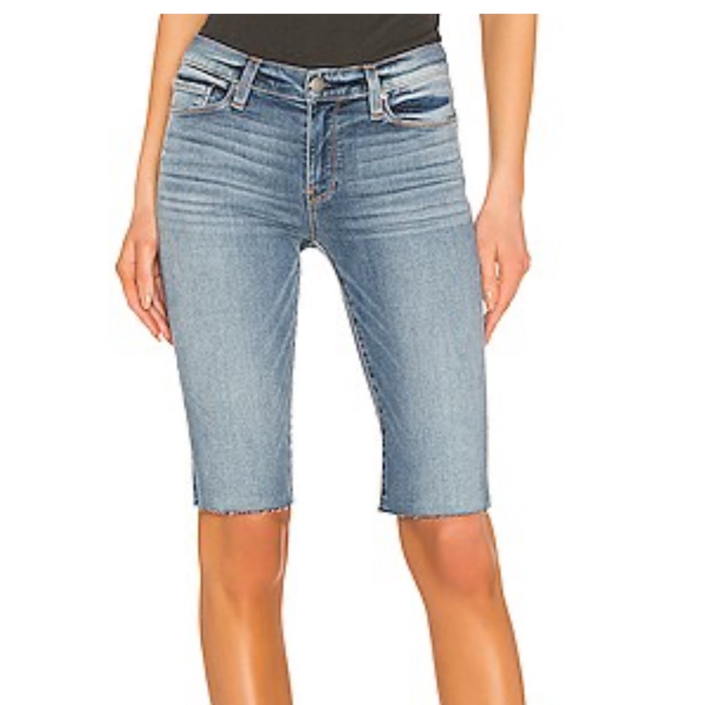 Hudson Jeans Amelia Bermuda Shorts Raw Hem Light Wash Denim Size 25 NWT
